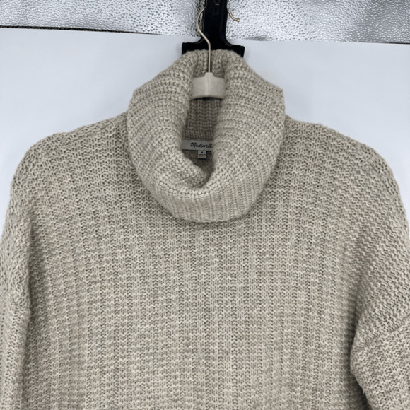Madewell Womens M Turtleneck Tunic Sweater Wool Alpaca Boxy Neutral Minimalist - Picture 3 of 10